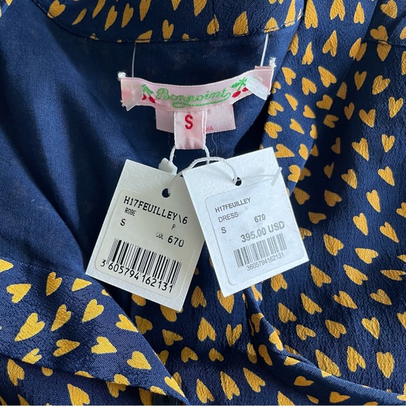 NWT Bonpoint $395 Navy Heart Dress Small Sample - Picture 8 of 11